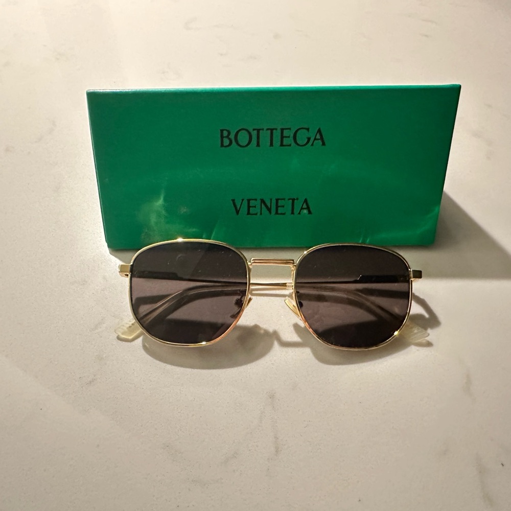 Bottega Veneta Gold Metal Frame Sunglasses